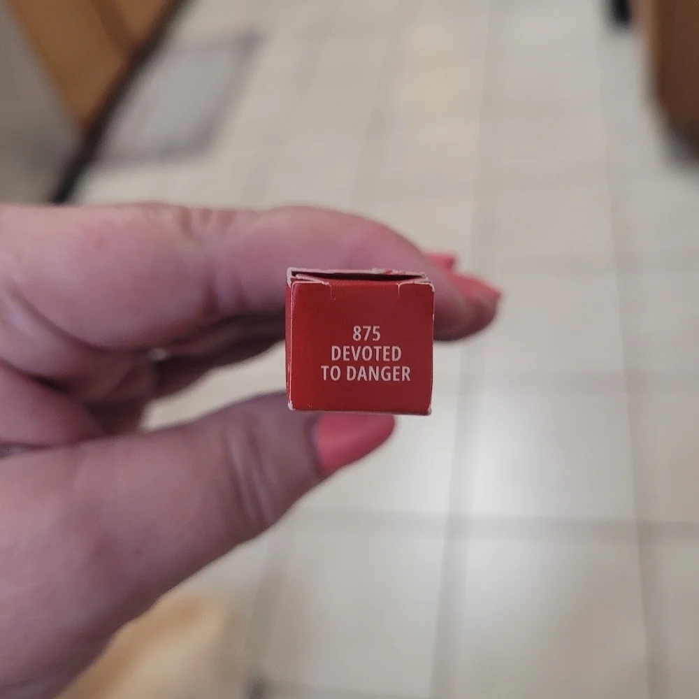 MAC Cosmetics Powder Kiss Velvet Blur Slim Lipstick 875 Devoted To Danger Red